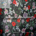 100 % Polyester schwarze Basis Blume bedruckte Chiffon